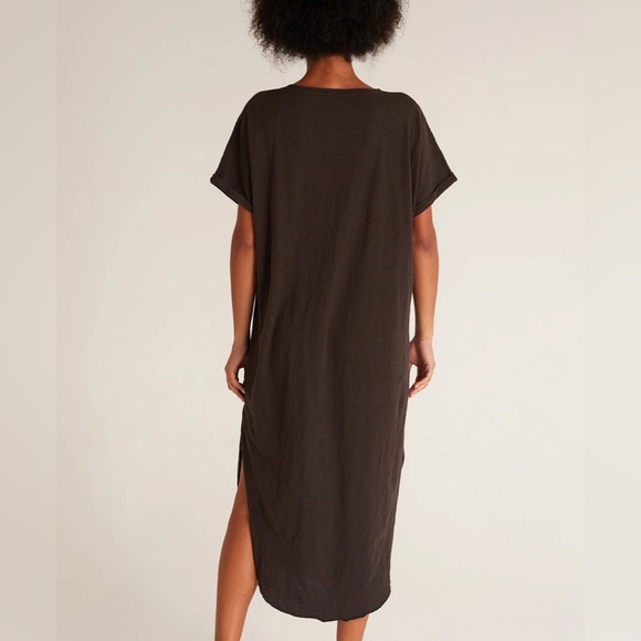 Z Supply Vintage Black Leia Slub Midi Dress Sz M - Picture 9 of 12